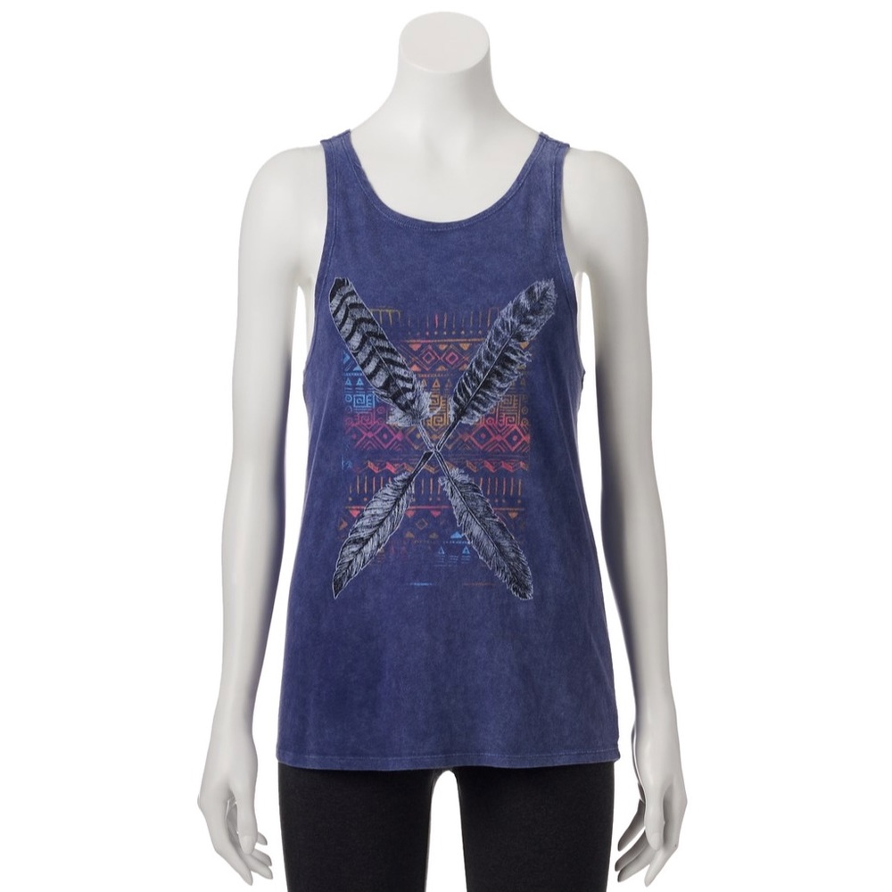 NWT Recycled Karma Feather Racerback Tank Top Size S Juniors